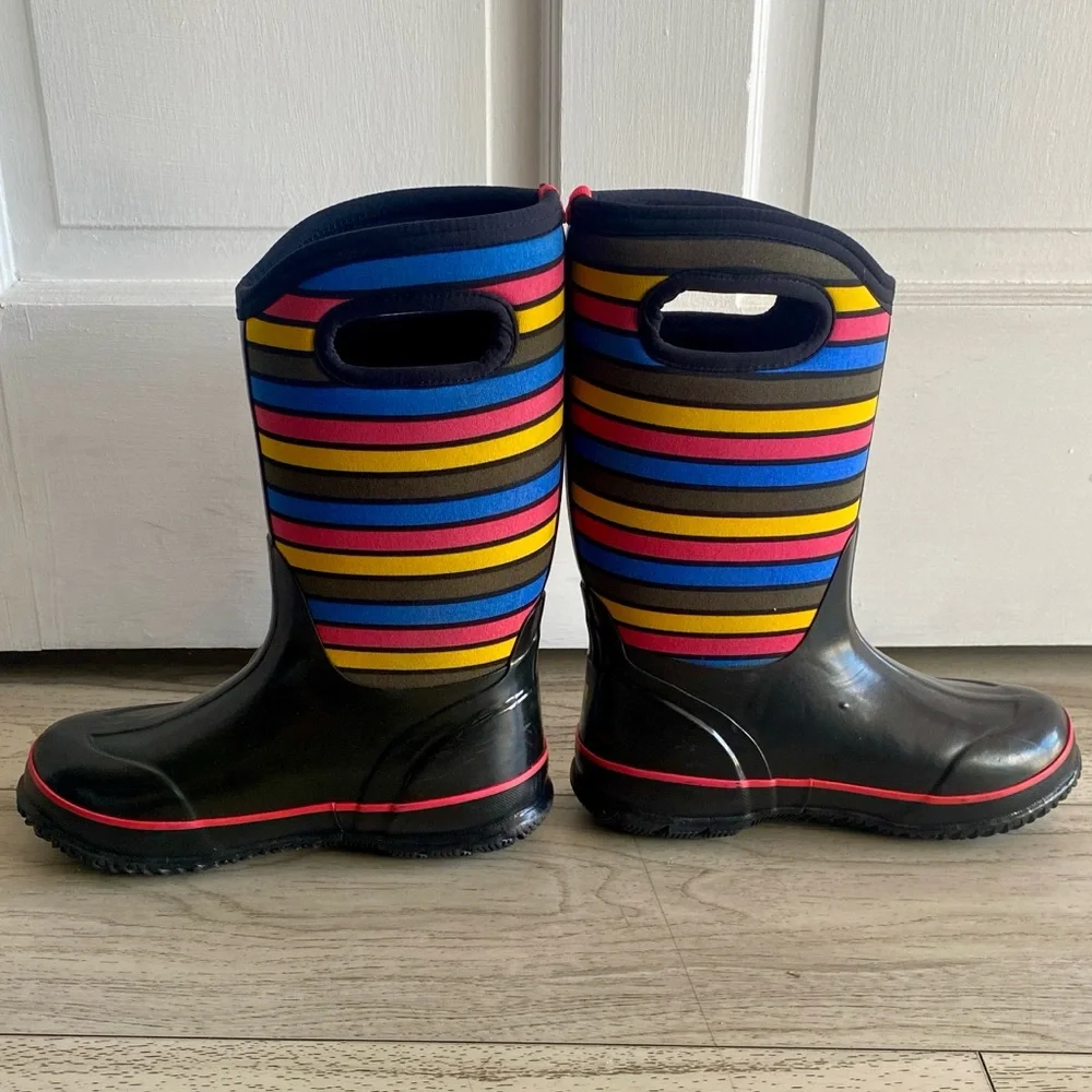 Bogs Girl’s Classic Striped Waterproof Winter Snow Boots
